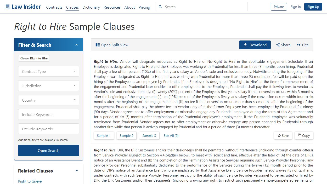 Right to Hire Sample Clauses | Law Insider