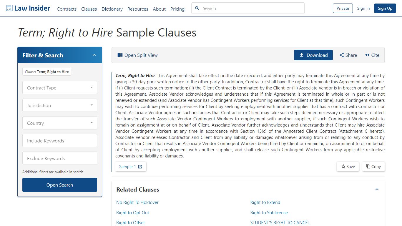 Term; Right to Hire Sample Clauses | Law Insider
